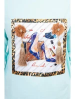 Halenka s 3D grafikou a zdobenými volánky mint Halenka s 3D grafikou a zdobenými volánky mint