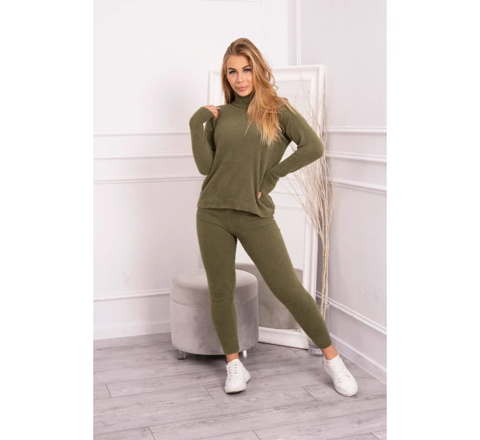 Dvoudílný svetrový set z alpaky v barvě khaki