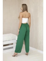 Kalhoty se širokými nohavicemi tmavě zelená Kalhoty se širokými nohavicemi tmavě zelená