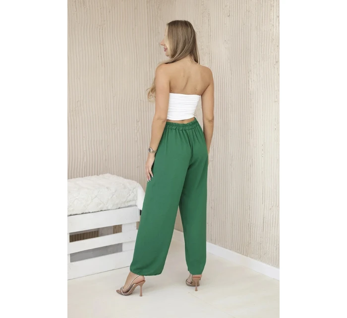 Kalhoty se širokými nohavicemi tmavě zelená Kalhoty se širokými nohavicemi tmavě zelená