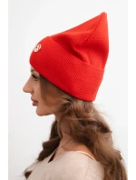 Dámská čepice z modalu a viskózy s ozdobným knoflíkem červená Dámská čepice z modalu a viskózy s ozdobným knoflíkem červená