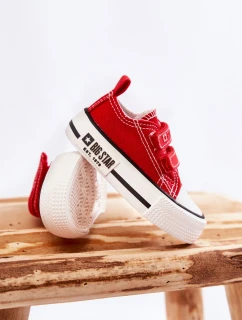 Dětské látkové tenisky se suchým zipem BIG STAR KK374076 Červená