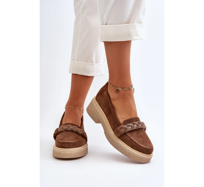 Zazoo 3429/W Dámské Semišové Mokasíny S Ozdobou Hnědé Zazoo 3429/W Dámské Semišové Mokasíny S Ozdobou Hnědé