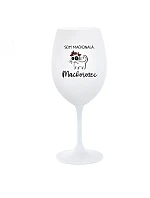 SOM MAČKONALÁ. MAČKOROŽEC - biely pohár na víno 350 ml