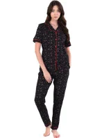 Dámské pyžamo 180/162 černé se srdíčky - Karol