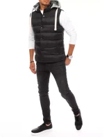 Pánská vesta s kapucí černá Dstreet TX3936 Pánská vesta s kapucí černá Dstreet TX3936