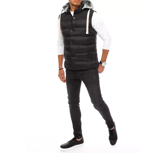 Pánská vesta s kapucí černá Dstreet TX3936 Pánská vesta s kapucí černá Dstreet TX3936