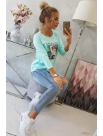 Halenka s potiskem Superior v mátové barvě