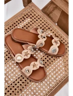 Dámské pantofle se zlatými doplňky béžové Jenoriela Dámské pantofle se zlatými doplňky béžové Jenoriela