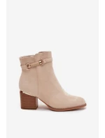 Dámské zimní boty na podpatku s ozdobným páskem béžové Galissa Dámské zimní boty na podpatku s ozdobným páskem béžové Galissa