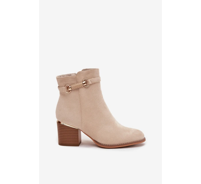 Dámské zimní boty na podpatku s ozdobným páskem béžové Galissa Dámské zimní boty na podpatku s ozdobným páskem béžové Galissa