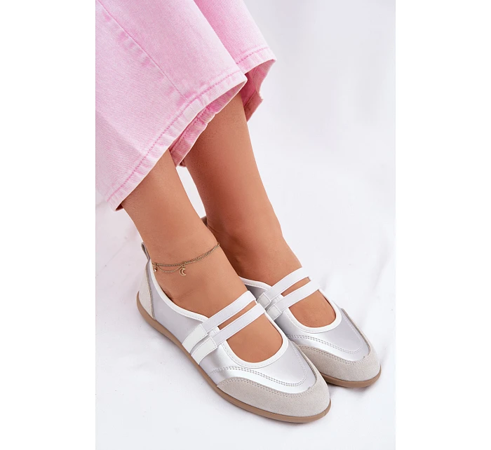 Sportové baleríny s elastickými pásky stříbrné Donatella