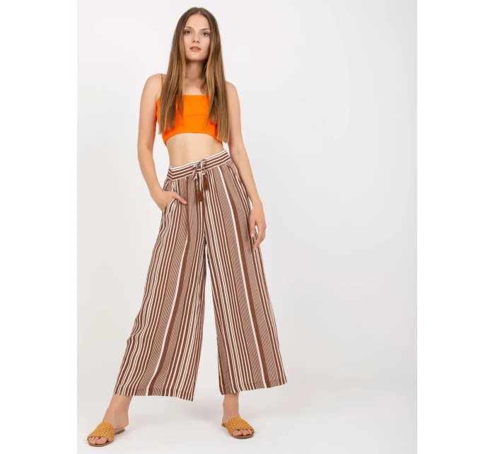 Kalhoty D73781M62237A bílá hnědá