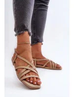 Dámské ploché sandály Big Star Béžová Dámské ploché sandály Big Star Béžová