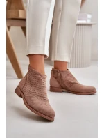 Dámské Kotníkové Boty Na Plochém Podpatku Ažurové Hnědé S.Barski Dámské Kotníkové Boty Na Plochém Podpatku Ažurové Hnědé S.Barski