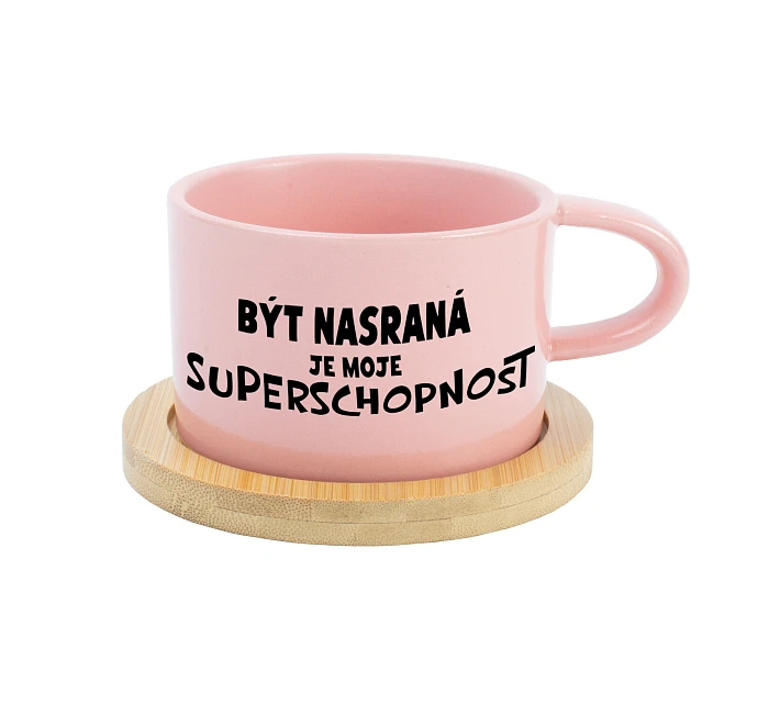 BÝT NASRANÁ JE MOJE SUPERSCHOPNOST - růžový hrníček makronka 200 ml BÝT NASRANÁ JE MOJE SUPERSCHOPNOST - růžový hrníček makronka 200 ml