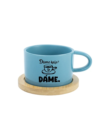 DÁME KAFE? DÁME. - modrý hrníček makronka 200 ml