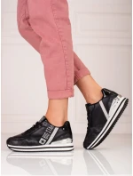 Designové dámské černé tenisky bez podpatku Designové dámské černé tenisky bez podpatku