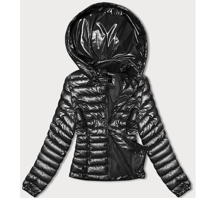 Černá dámská prošívaná bunda s kapucí (16M9106-392)