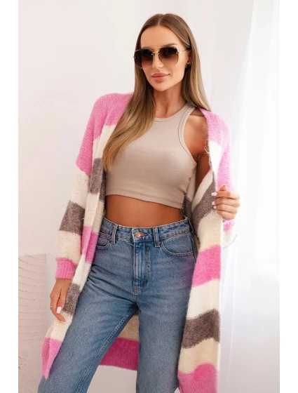 Dámský kardigan s vlnou v  růžový model 21264662 - K-Fashion