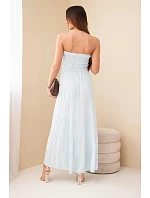 Dámské viskózové šaty s elastickým model 22040132 modrá - K-Fashion