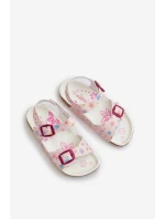 Dětské sandály s květinami a sponami Růžové Memoria