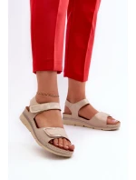 Pohodlné dámské sandály na suchý zip, béžová Iphiope