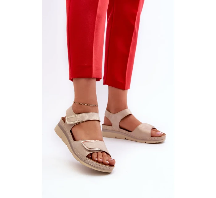 Pohodlné dámské sandály na suchý zip, béžová Iphiope
