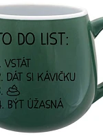 TO DO LIST: BÝT ÚŽASNÁ - zelený keramický hrníček 300 ml