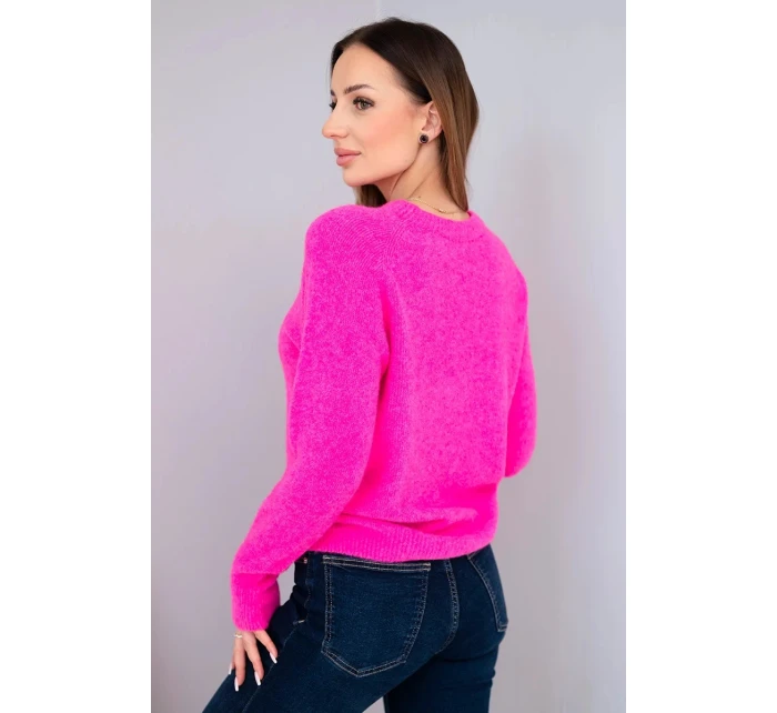 Svetr dámský z baby alpaky 37309 neonově růžový - Kesi