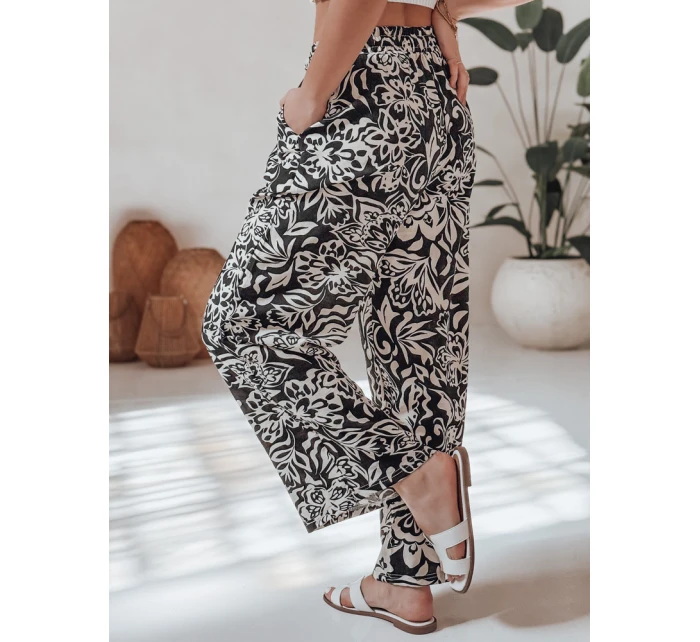 Dámské kalhoty ze široké látky TROPICAL SUN černé FashionStreet UY2634