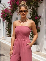 Dámský letní overal se širokými nohavicemi růžový FashionStreet EY2652 Dámský letní overal se širokými nohavicemi růžový FashionStreet EY2652