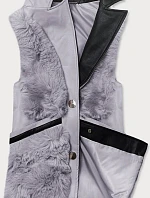 Šedá dámská vesta s kožíškem (BR9593-102)