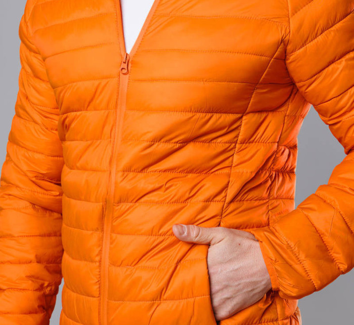 Oranžová pánská prošívaná bunda s kapucí (HM112-22)