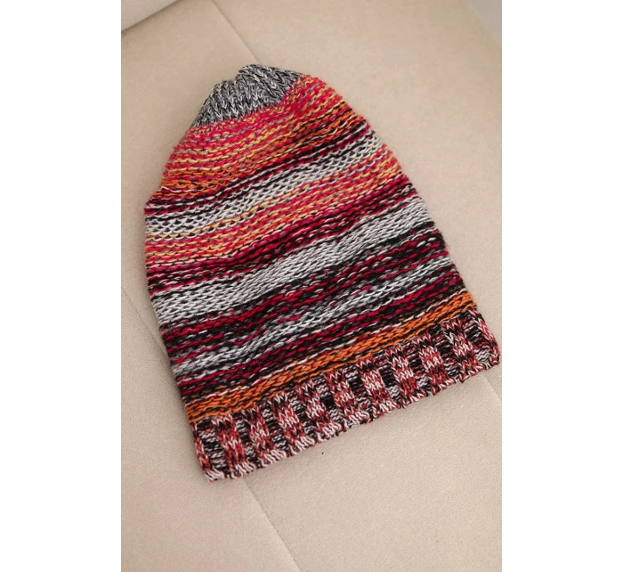 Čepice s fleecem Krystyna K207 červený+černý Čepice s fleecem Krystyna K207 červený+černý