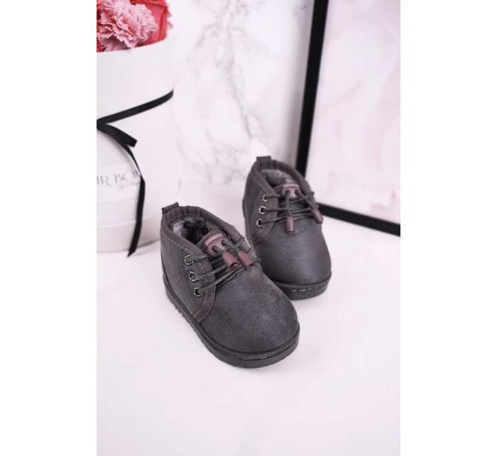 Dívčí šněrovací Sněhové Boty S Kožešinou Šedé model 21545073 - Boto