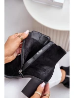 Zateplené dámské boty na podpatku eko semiš černé model 21674304 - Boto Zateplené dámské boty na podpatku eko semiš černé model 21674304 - Boto