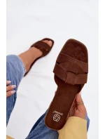 Dámské ploché sandály s pásky Eko semišové Čokoládové model 21943339 - Boto