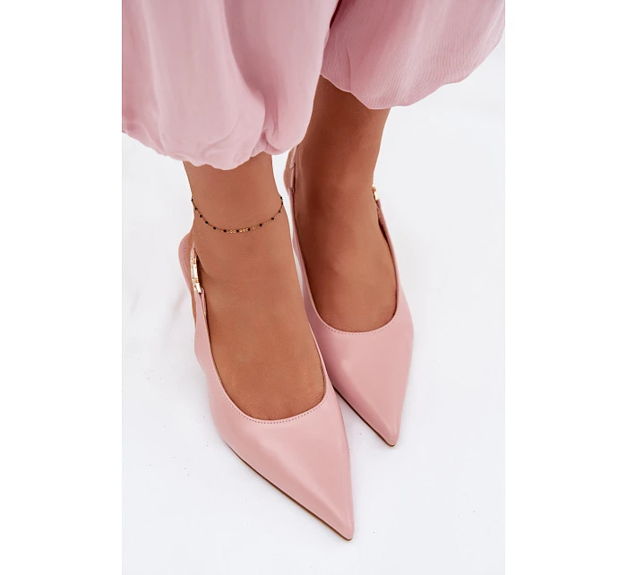 Dámské sandály z umělé kůže na podpatku Růžové model 22102970 - Boto