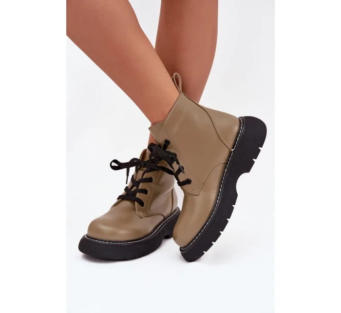 Dámské botky Harmine – zateplené, na platformě, šněrovací, zelené Dámské botky Harmine – zateplené, na platformě, šněrovací, zelené