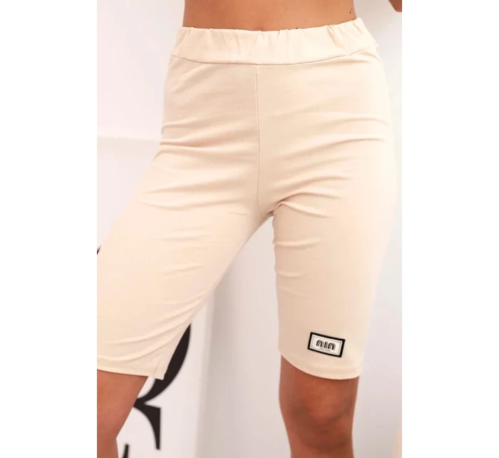 Dámský bavlněný komplet s krátkým rukávem a šortkami béžový Dámský bavlněný komplet s krátkým rukávem a šortkami béžový