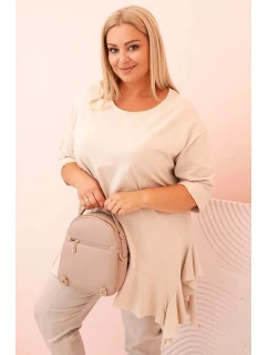 Dámská blůza Plus Size s model 21259120 kapsou a ohrnutým rukávem kiwi - K-Fashion