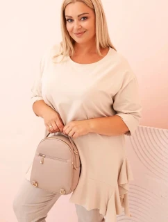 Dámská blůza Plus Size s model 21259120 kapsou a ohrnutým rukávem kiwi - K-Fashion