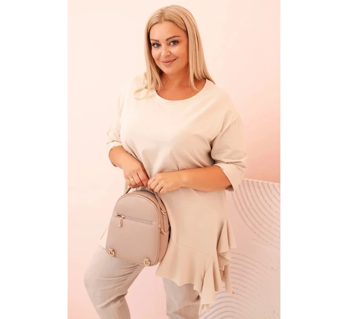 Dámská blůza Plus Size s model 21259120 kapsou a ohrnutým rukávem kiwi - K-Fashion