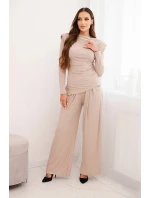 Dámský bavlněný komplet s a širokými kalhotami model 21472125 - K-Fashion Dámský bavlněný komplet s a širokými kalhotami model 21472125 - K-Fashion