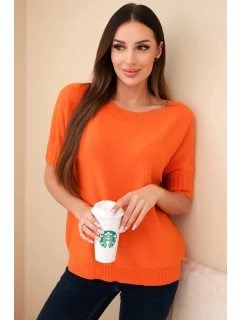 Dámský svetr z viskózy s krátkým rukávem oranžový