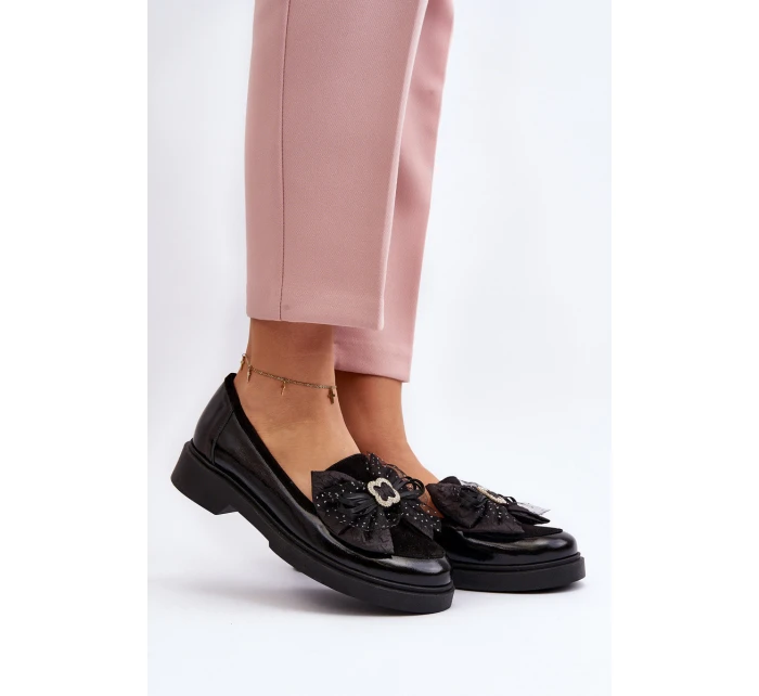 Dámské lakované mokasíny s mašlí Laura Messi 2786 černé