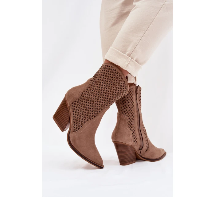Dámské otevřené kotníkové boty na podpatku Béžové Rivorina