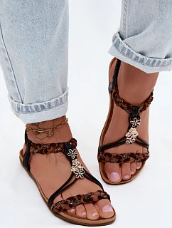 Dámské sandály s přezkami a pásky Černé Panterka model 22136699 - EVENTO