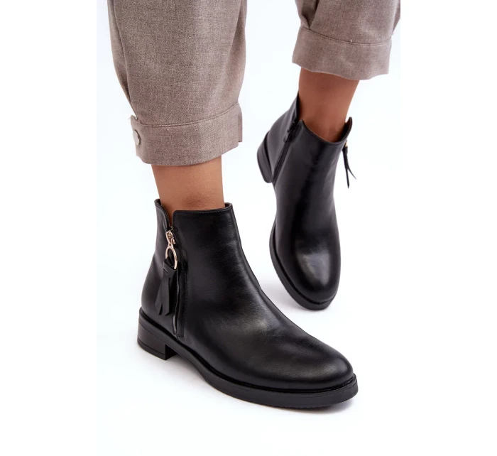 Kožené dámské ploché boty Black Vasica Kožené dámské ploché boty Black Vasica